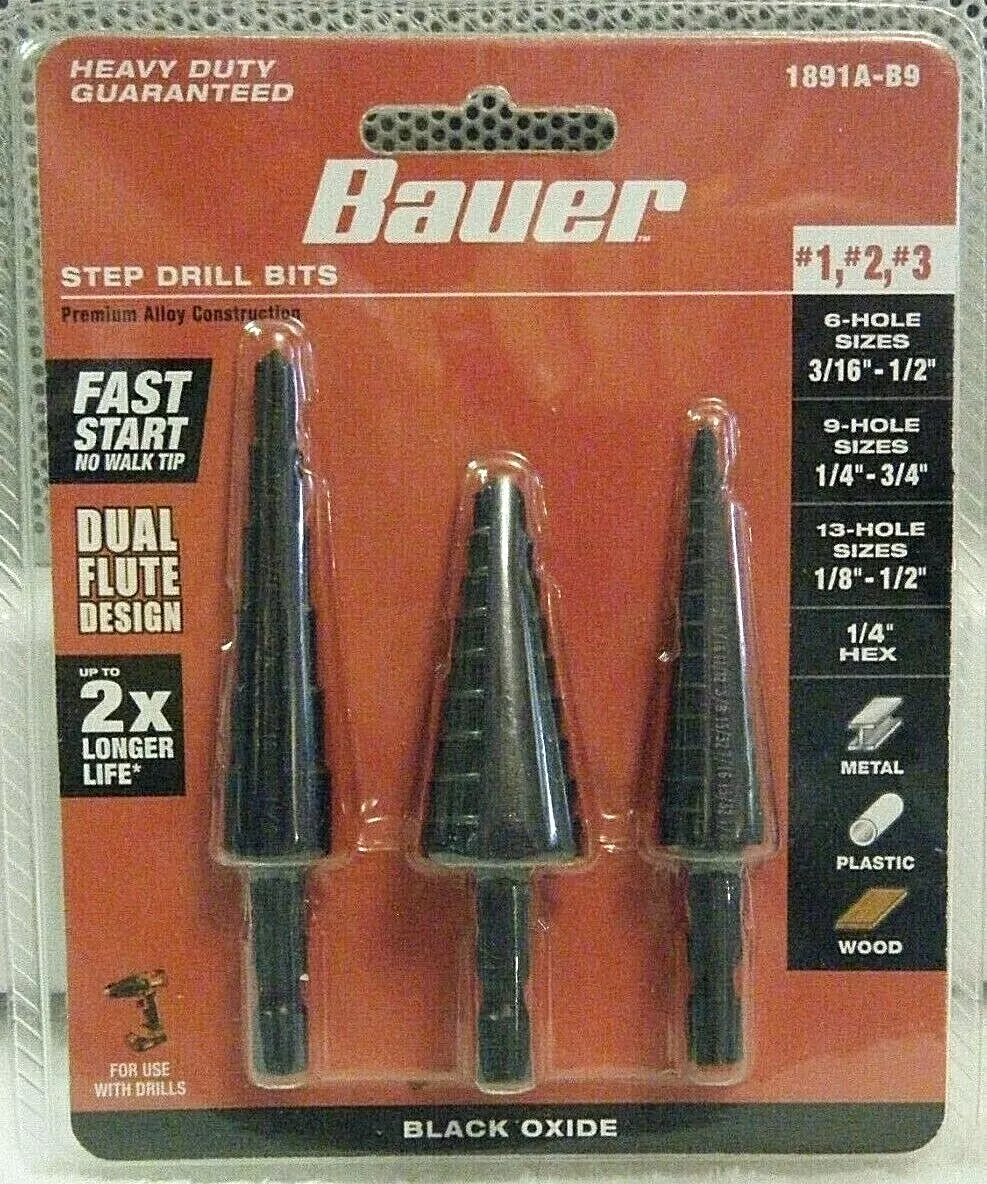 Bauer step drill bits deals