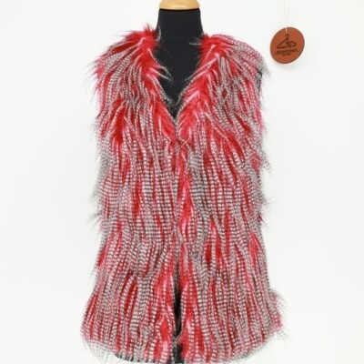 UNREAL FUR Fur Play Print Red Vest NWT Size Small