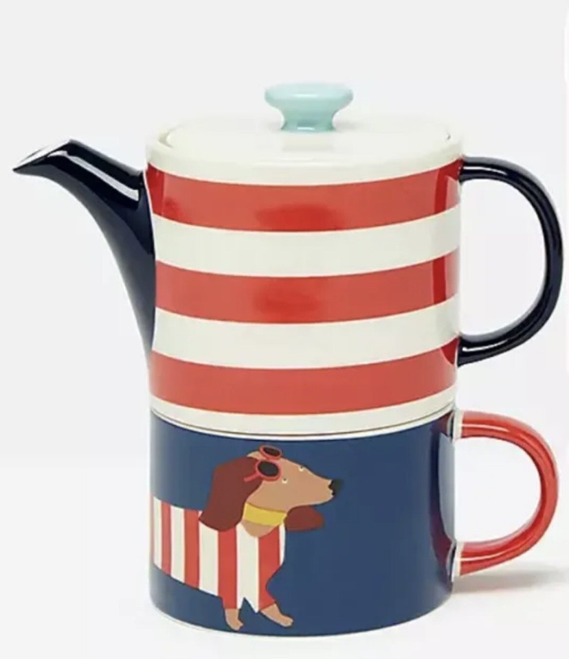 Joules Bright Side Fine China Tea for One Striped Pot And Cup Set eBay