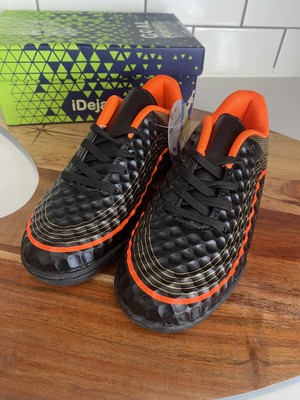 Hawkwell Boys Girls Outdoor Firm Ground Soccer Black Orange Shoes Size 2 New