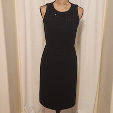 Banana Republic Women's 4 Black Sleeveless Embellished Wool Sheath Dress