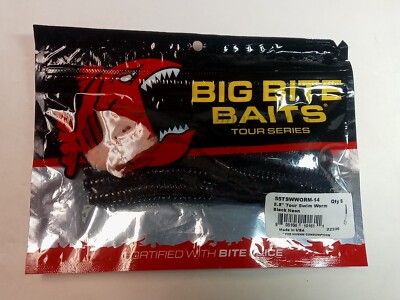 Big Bite Baits 5.5'' Tour Swim Worm 8-Pack Black Neon