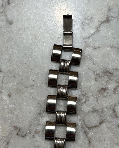 Collana girocollo maglia catena quadrata tono argento 15" vintage! - Foto 2 di 4