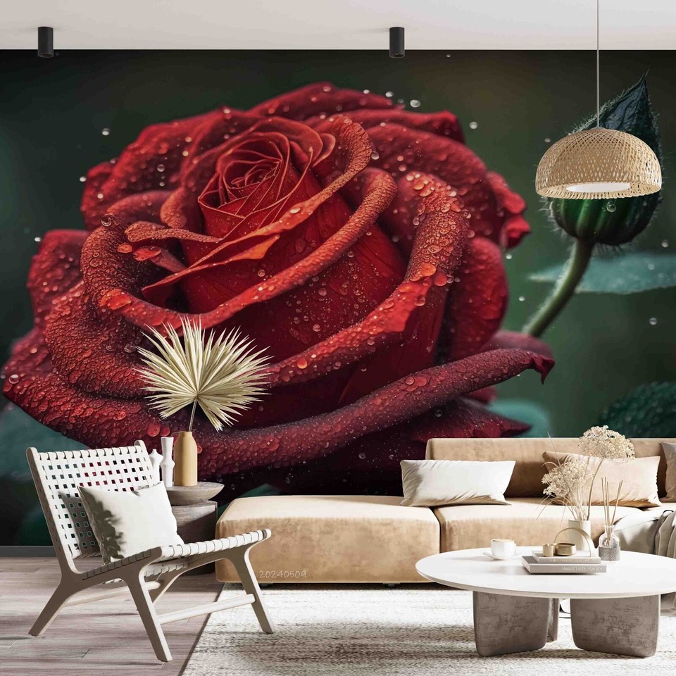 3D Rose Red Floral Wallpaper Wall Murals Removable Wallpaper 14 eBay