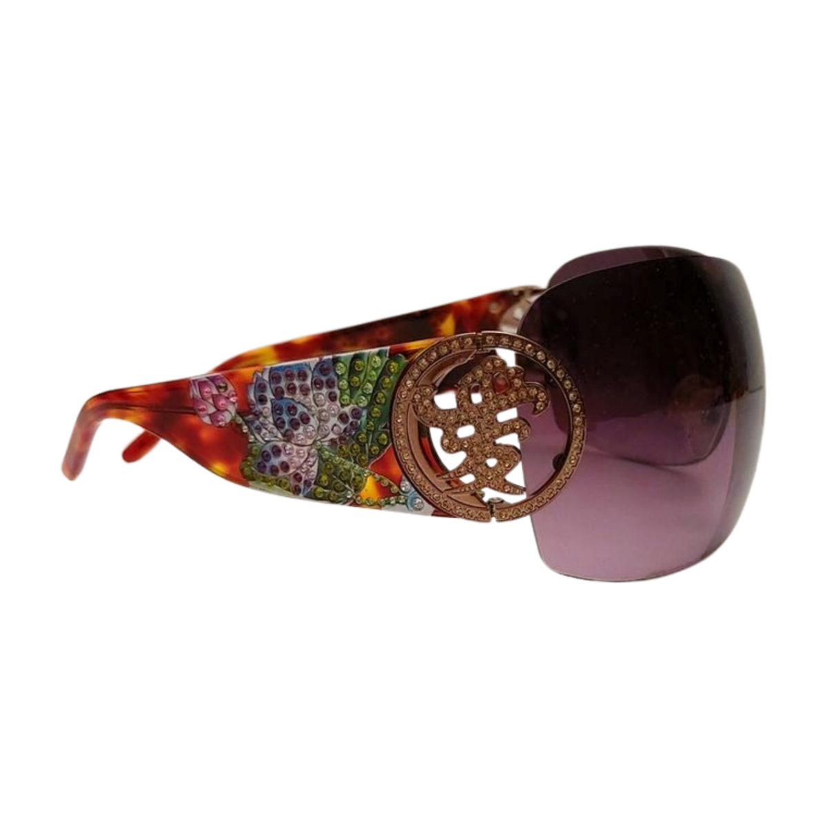 Ed Hardy EHS 024 Tortoise Shield Rimless Floral Design  display picture 3