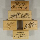 JRL Happy Thanksgiving Fall Rubber Stamp Pumpkin Patch Leaves Sentiments Lot 17