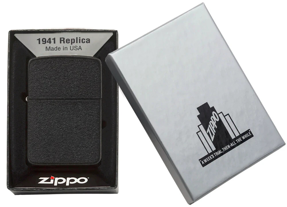 Zippo Original lighter 1941 Replica/Black Crackle /Gift Case | eBay