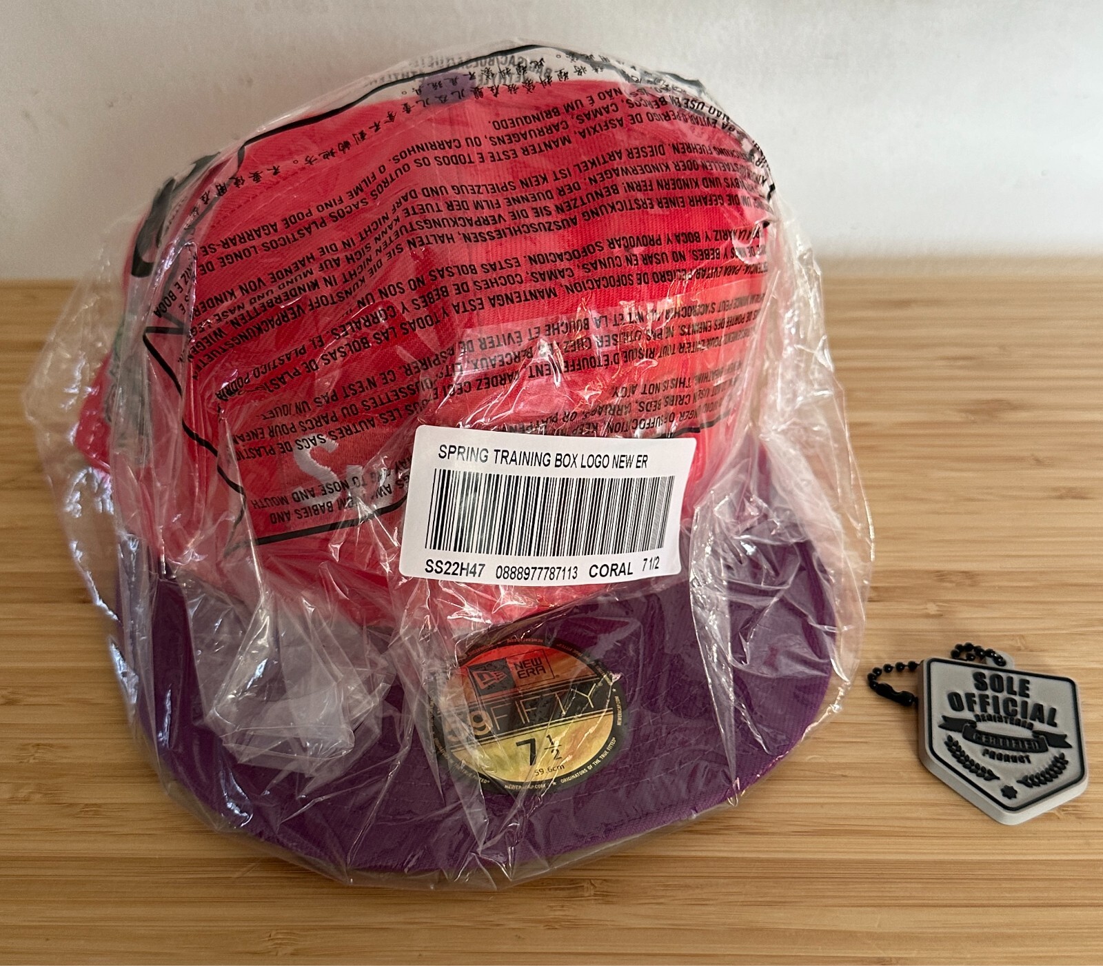 Supreme Spring Training Box Logo 2 Tone New Era Fitted Hat Coral sz 7 1/2 (NEW)