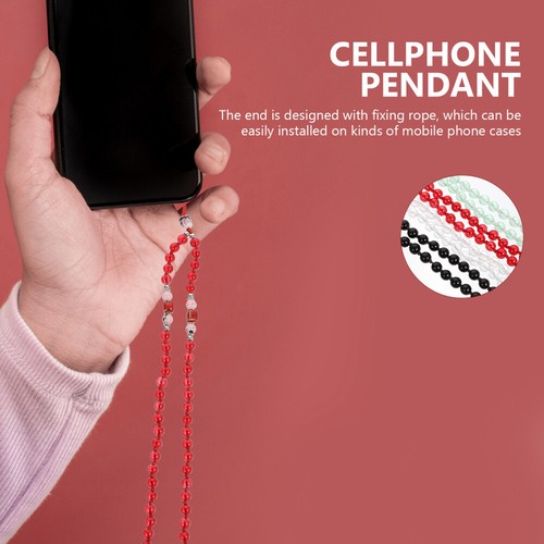 2 PCS Anti-Rutsch-Kette Lanyard Perlenbesetztes Handy-Schlüsselband Mit - Zdjęcie 9 z 12