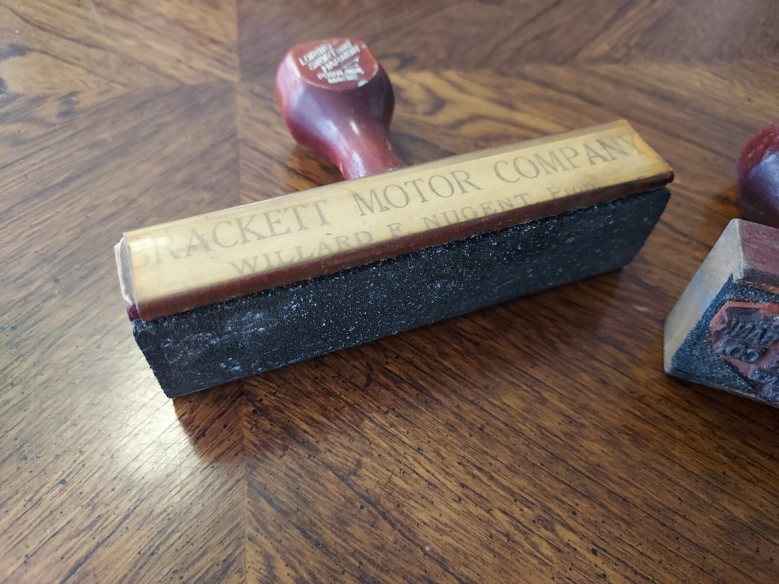Old Lot 2 Ink Stamp Stampers BRACKETT MOTOR CO. Colebrook NH Car Truck