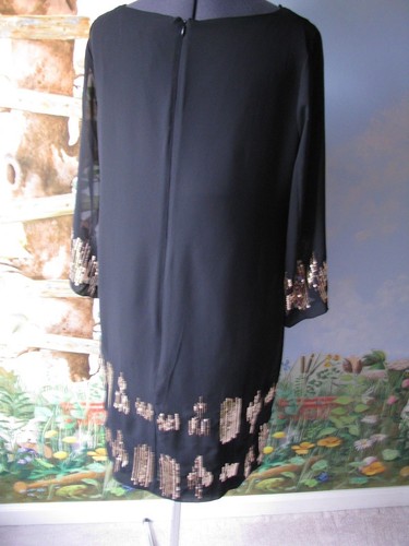 Dana Buchman Size 0X Plus Women Black With Gold Sequin Cocktail Dress New - Picture 5 of 12