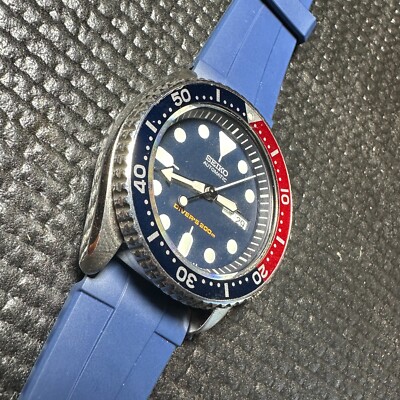 22mm BLUE Vulcanized Caoutchouc rubber Strap For Seiko Watches | eBay