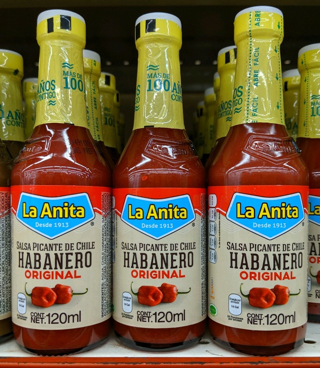 X3 La Anita SALSA ROJA PICANTE DE CHILE Y HABANERO 4oz cada uno