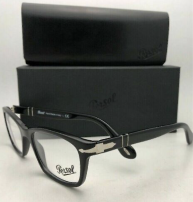 New Persol 👓 Reading Glasses 3012-V 95 54-18 Shiny Black & Silver