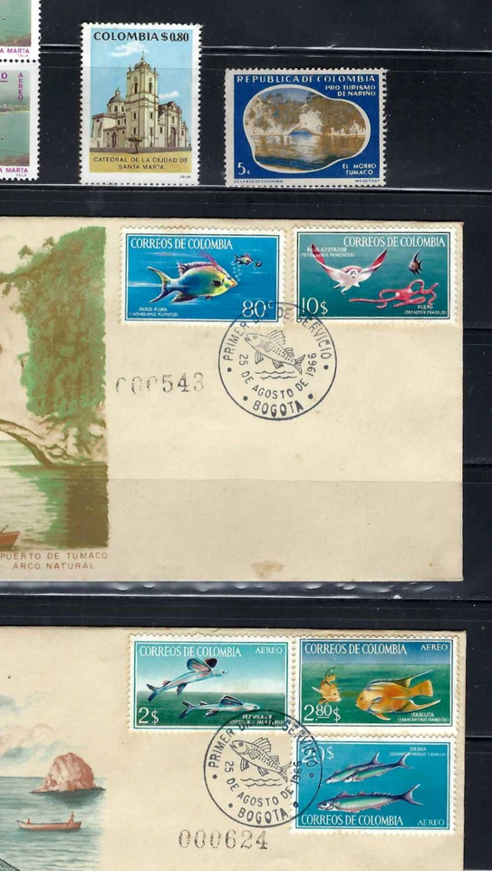 FISH.- PLUMED- QUEEN ANGELFISH.- KING MACKEREL.- F.D.C.  ;SANTA MARTA- 'TUMACO' - Image 3 of 3