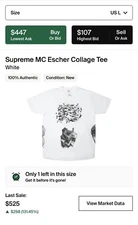 SS17 Supreme MC Escher Collage Tee White Size Large Men’s 100% Authentic Used