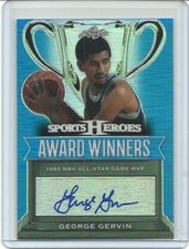 George Gervin 2017 Leaf Blue Metal Refractor LAST Auto 7/7 Autograph SP HOF Card