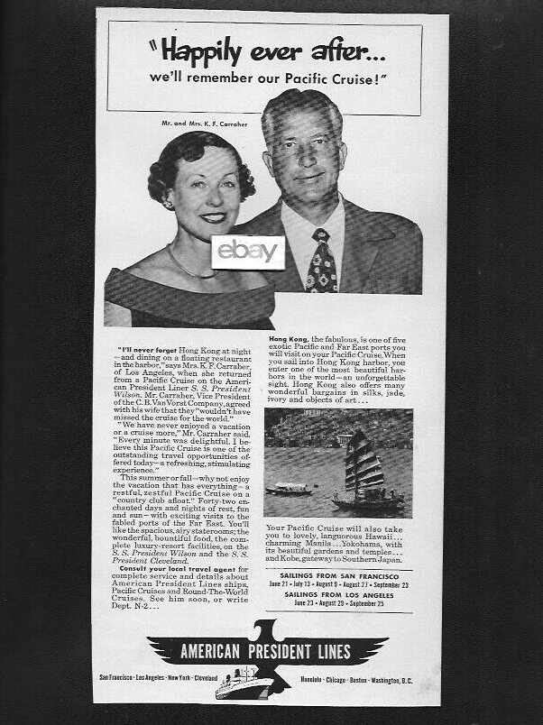AMERICAN PRESIDENT LINES メニュー　希少 APL AMERICAN PRESIDENT LINES 1950 SS PRESIDENT CLEVELAND HAPPILY