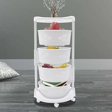 Multi-Layer Kitchen Storage Cart Rotating Basket Vegetable Rack Storage Shelves
