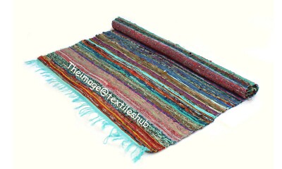 Indisch Handmade Türkis Chindi Teppiche Boden Yoga Matte 1.2x1.8m