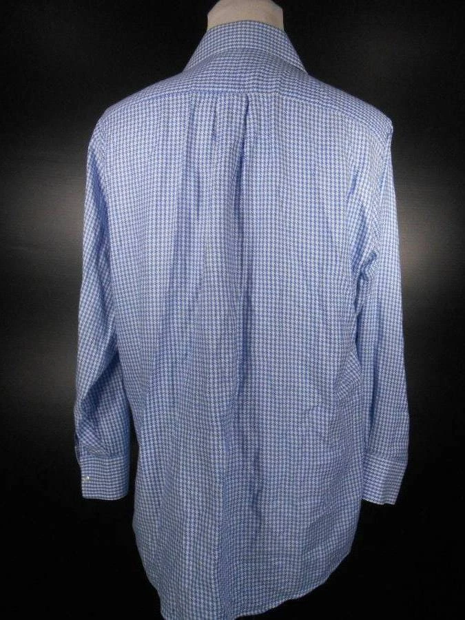 Hermosa Camisa Para Hombre Grande 16 1/2 32/33 Michael Kors Azul Sabueso-Diente Botón Foto 4 de 4