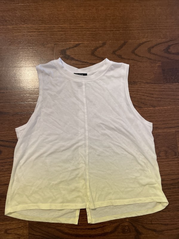 Women’s Aqua Athletic Active Sleeveless Top Yellow/White Size XS