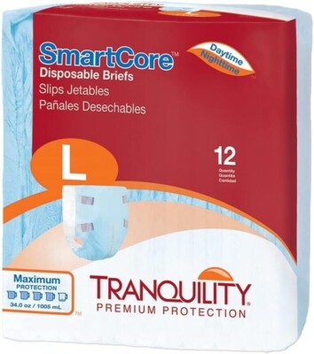 Tranquility SmartCore Adult Disposable Briefs Incontinence Control 12 Each Large