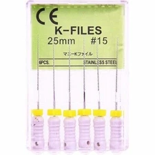 20 Packs Dental Endo Root Canal K-FILES 25mm #15 Stainless Steel for Hand Use