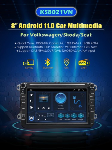 8" 2Din Autoradio GPS Navigation für VW Amarok Beetle Bora Jetta Caddy DAB+ DVR - Bild 3 von 20
