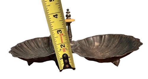 Silver Plated Shell Serving Dish (Two Shells) With Bakelite In Handle 10” X 6” - Picture 9 of 9