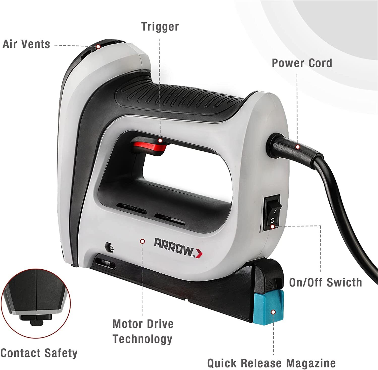Arrow Electric Staple Gun Kit, Corded Stapler 3750PC T50 1/4" 3/8", 1/2
