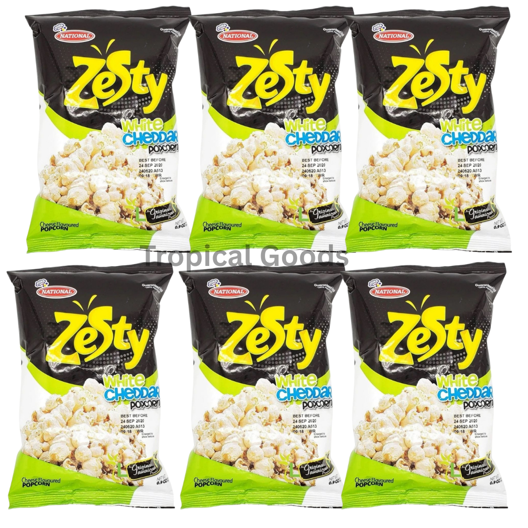 National Zesty White Cheddar Popcorn - Pack of 6 - Tariffs are