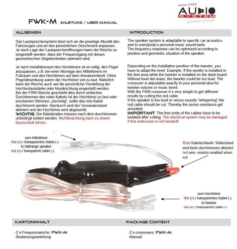 Audio Sistema Fwk M Frecuencia Suave Mx-Series 12DB Tweeter Kabelweiche - 1 Par - Imagen 3 de 7