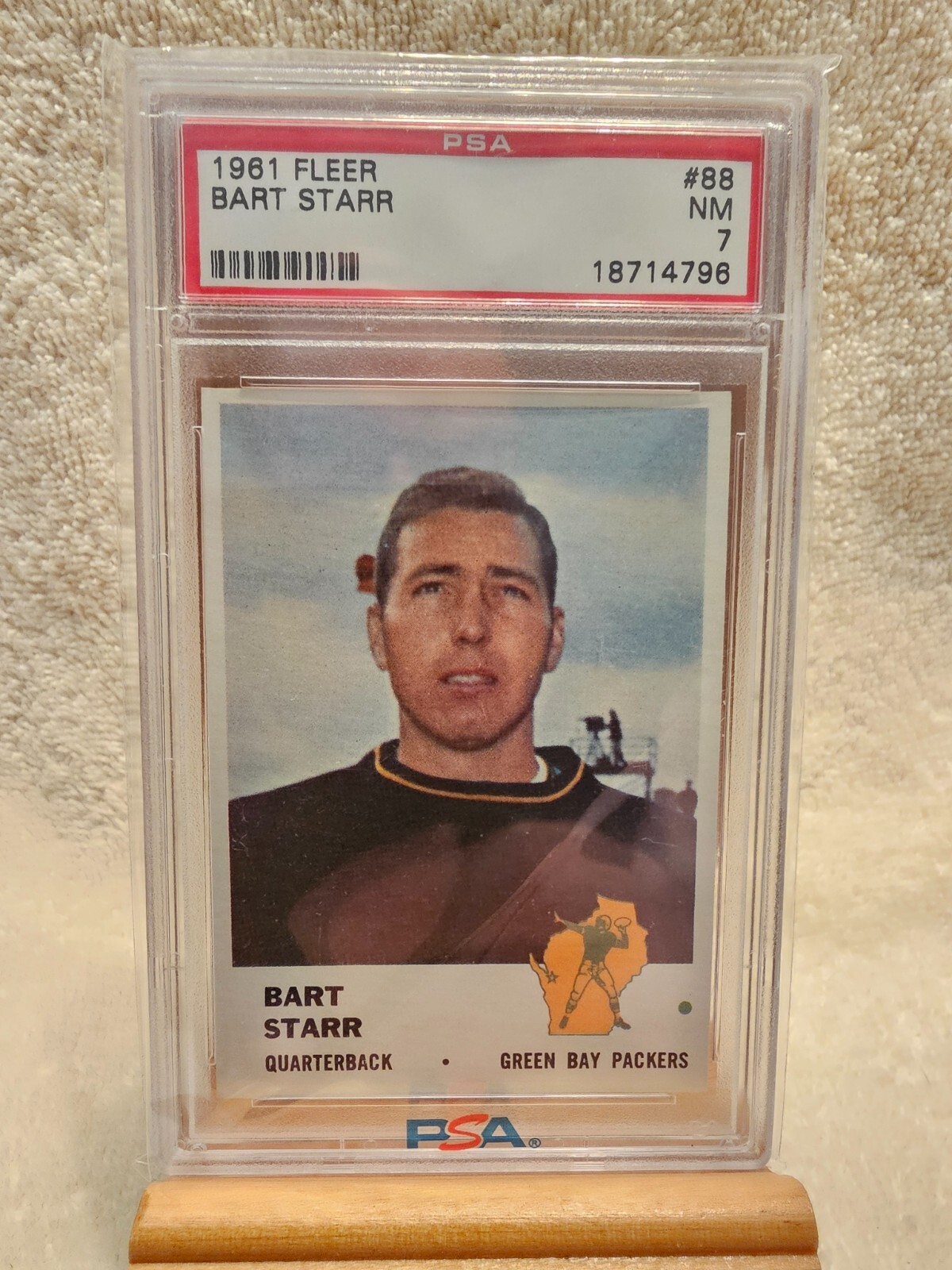 1961 FLEER  FOOTBALL BART STARR GRADED PSA 7 NMT #88 GREAT COLORS