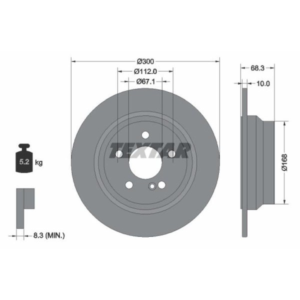 Textar 2X Bremsscheibe Hinten Ø300 Voll FüR Mercedes-Benz E-Klasse T-Model S212-image