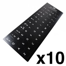 10 X UK ENGLISH KEYBOARD STICKERS Black QWERTY Keyboard Desktop, Laptop Computer
