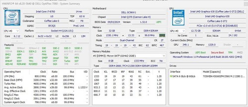 DELL OPTIPLEX 7060 MT i7-8700 CPU @ 3.20GHz 32GB 256GB Win11P 1921 - Bild 2 von 8