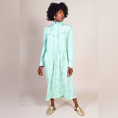 Raquel Allegra Luna Ruffle Neo Victorian Poet Dress Mint Green Size XL |  eBay