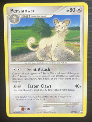 POKEMON PERSIAN lv.32 68/146 D&P LEGENDS AWAKENED UNCOMMON LP/NM