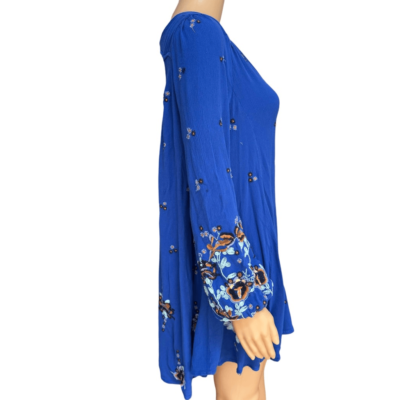 green emerald velvet dress Free People Embroidered Oxford Bubble Sleeve Dress- Size S (see notes)