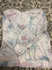 wild fable puff sleve pullover tie dye textured size medium cute multi color