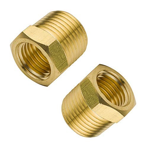 2 Piece Brass Pipe Fitting Hex Bushing 1" NPT Male to 3/4" NPT Female Adapter