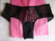 New Victoria  s Secret Black Front Ribbon Bow Lace Polka Dots Cheeky Panty