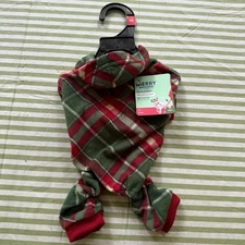 Petco Dog Clothes Pajamas Size X Small Red Green Plush NWT
