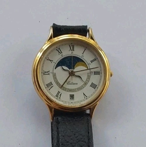 男式日本 复古 1987 镀金月亮手表 Citizen 2870-268423 Needs Service — 第 3/4 张图片