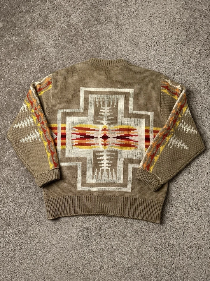 Suéter De Colección Para Hombre Años 70 PENDLETON Azteca Suroeste Western Wear Lana, Talla L Foto 2 de 4