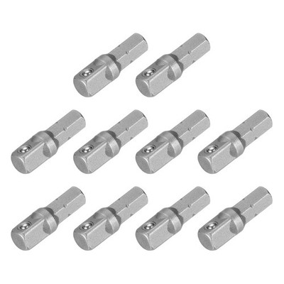 10pcs Impact Socket Adapter 1/4'' Square Drive 1/4'' Shank 1'' Long Extension Bit