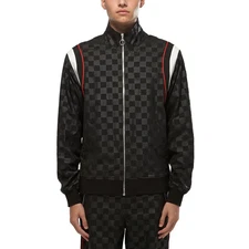 Konus Men's Tonal Checkered Jacket in Black