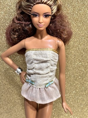 Barbie My Scene / Fashion Fever Gold Disco Halter Top w Bows Mattel  
