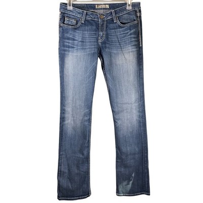 BKE Tenley Bootcut Jeans 30x35 Medium Wash Contrast Stitch Low Rise Denim